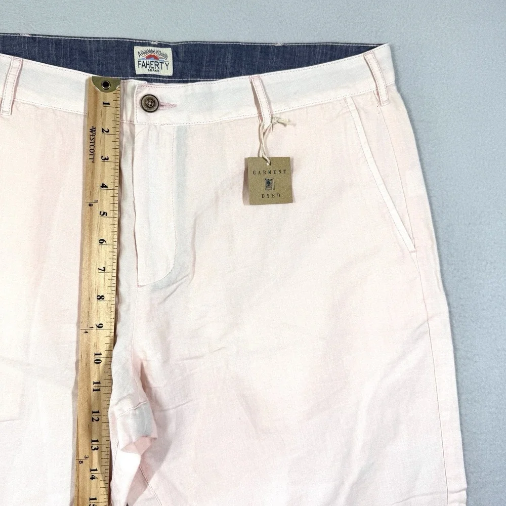 FAHERTY Shorts Mens 36 Malibu Chino Linen Blend Summer Pink Coastal Beach NWT